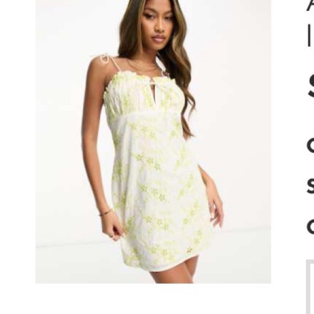 Lulu's White and Green Floral Mini Dress